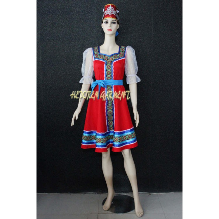 High Quality Customized Women Russian National Costumes,Russian Dancing Dress With Headwear For Adult Or Kids Retail Wholesale