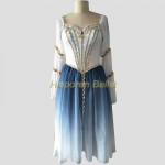 Dance Ballerina Long Romantic White and graduated Blue dress Ballet Tutus, Adult Girls Swan Lake Ballet Dress Custom Made