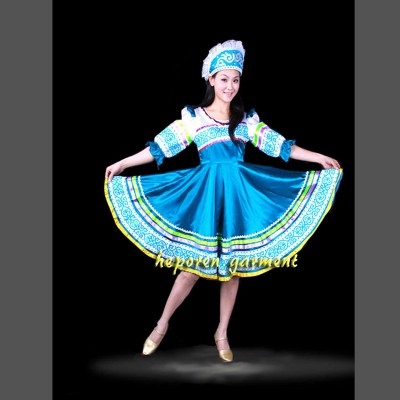 High Quality Custom Made Russian Folk Dance Costume Dress With Headwear Head For Adult Kids,Women Russia Performance Wear