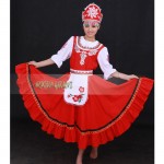 High Quality Customized Women Russian National Costumes,Russian Red Dancing Dress With Headwear For Adult Or Child Drop Shipping