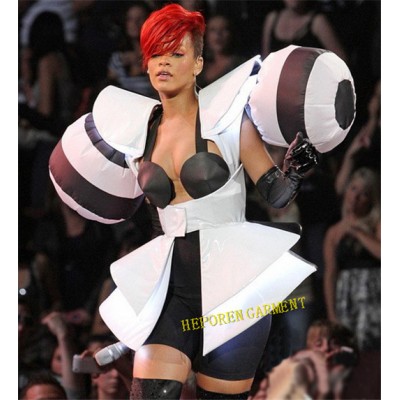 Sexy Party Exaggerating Big Shoulder Pads Dress In Rihanna Style,Huge Shoulder Coat Skirt For Fashion Show Performance Singer