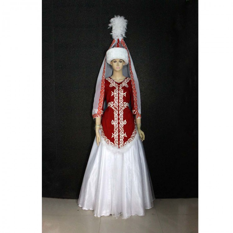High Quality Customized Kazak Nationality Dance Costume Dress With Headwear Head For Adult Kids,Asian Folk Clothing Drop Ship