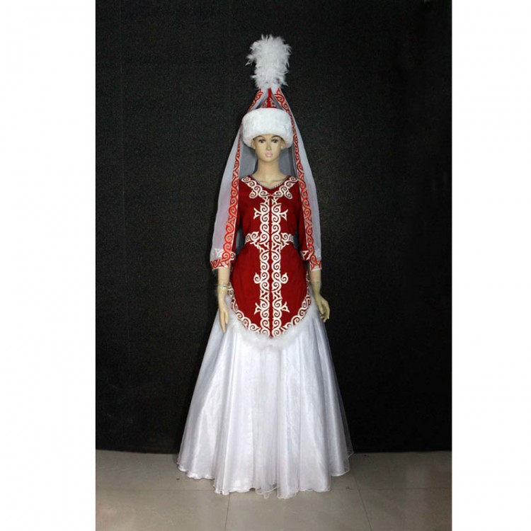 High Quality Customized Kazak Nationality Dance Costume Dress With Headwear Head For Adult Kids,Asian Folk Clothing Drop Ship