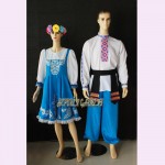 High Quality Customized Women Or Children Russian National Dress With Flower Headwear,Blue Folk Dancing Dresses Drop Shipping