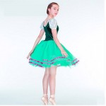 Girls Gisele Ballet Dress In Color Green, Giselle Peasant Style Ballet Costumes Green Blue Tulle Peasant Roles For Ballet