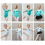 Children Short Sleeve Ballet Gymnastics Dance Leotard Set With Detachable Skirt Ballerina Bodysuit Training Wear