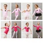 Children Short Sleeve Ballet Gymnastics Dance Leotard Set With Detachable Skirt Ballerina Bodysuit Training Wear