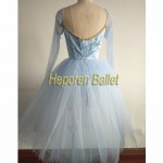 High Quality Customized Nutcracker light blue ballet long skirt for stage, Blue yarn Swan Lake lace sleeves fairy long dress