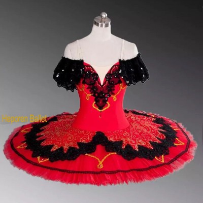 Professional Red Black Ballet Tutu Dress,Girls Don Quixote Red Ballet Dresses Ballet Clothes Dance Costumes for prom