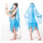  	Kids Belly Clothes Silk Veils Belly Dance Set Top&Skirt With All Decoration,Indian Belly Dancing Suits Indian Outfit Free Ship