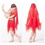  	Kids Belly Clothes Silk Veils Belly Dance Set Top&Skirt With All Decoration,Indian Belly Dancing Suits Indian Outfit Free Ship