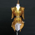 Custom Made Women Sexy Shining Top For Stage Dance,Beyonce Style Bling Bling Coat Jacket Glinted Costume